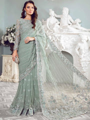 Maria B Luxury Net Hand Work Embroidered Saree Unstitched