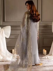 Nureh Grey Formal Collection Chiffon Embroidery 3piece Unstitched