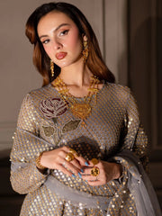 Nureh Grey Formal Collection Chiffon Embroidery 3piece Unstitched