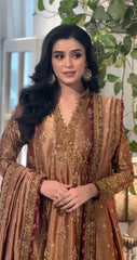 Haris Shakeel Rose Gold Embroidered Mysoori Collection 3 Piece Unstitched / Stitched
