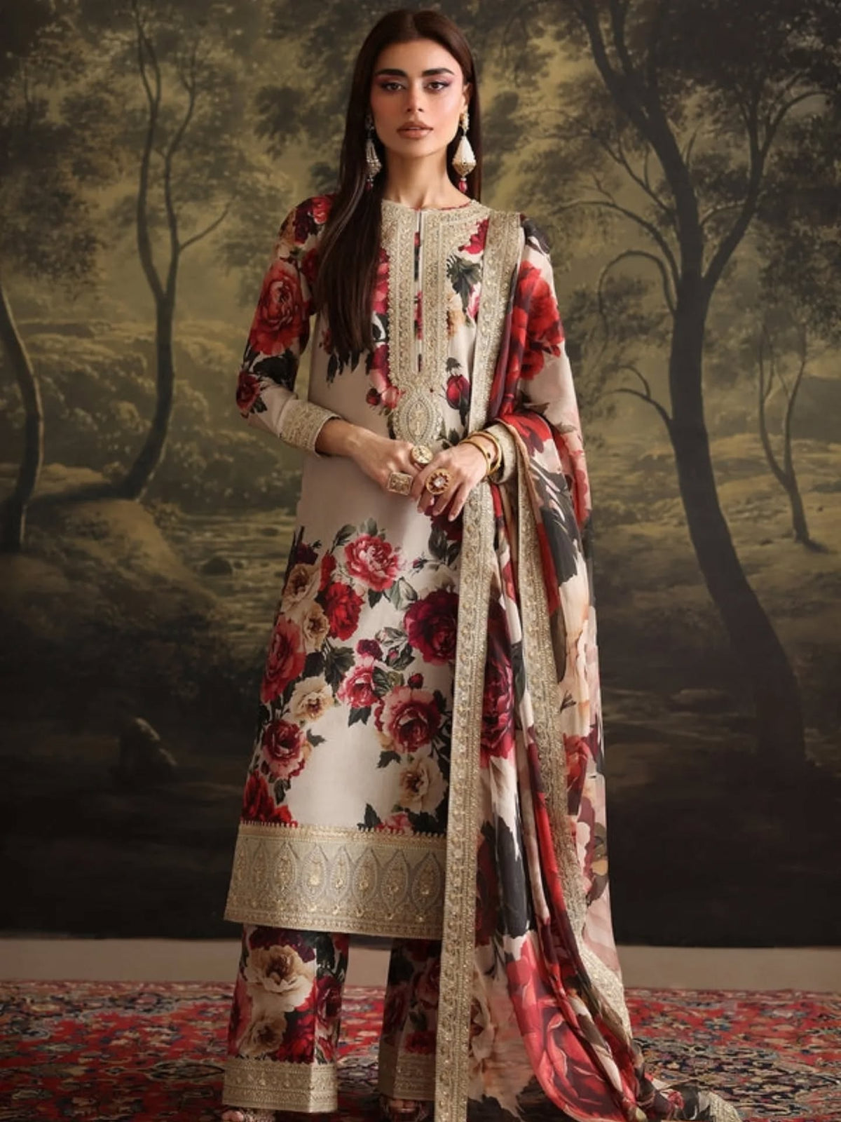 Humjoli Printed Lawn Duptta Embroidery 3piece Unstitched