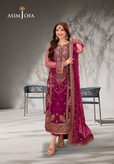 Asim Jofa Luxury Chiffon Embroidered 3 piece Unstitched