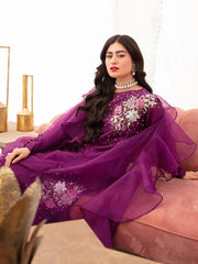 Vanya Purple Formal Collecion Raw Silk Embroidery 3piece Unstitched