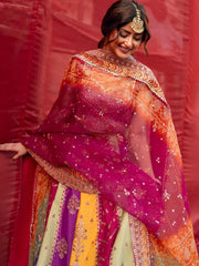 Bin Ilyas Raw Silk Embroidered Lehenga Maxi Unsitched