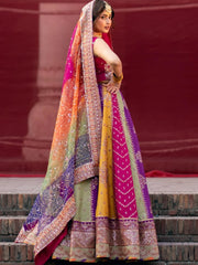 Bin Ilyas Raw Silk Embroidered Lehenga Maxi Unsitched