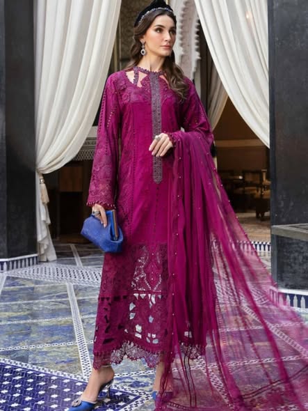 Mariaa B Luxury Lawn Emb Chikan Kari Collection 3 Piece Unstitched