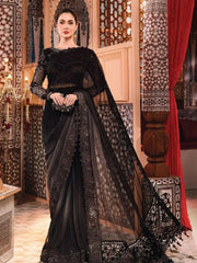 Maria B Luxury Hand Work Embroidered Sof Net Saree Unstitched