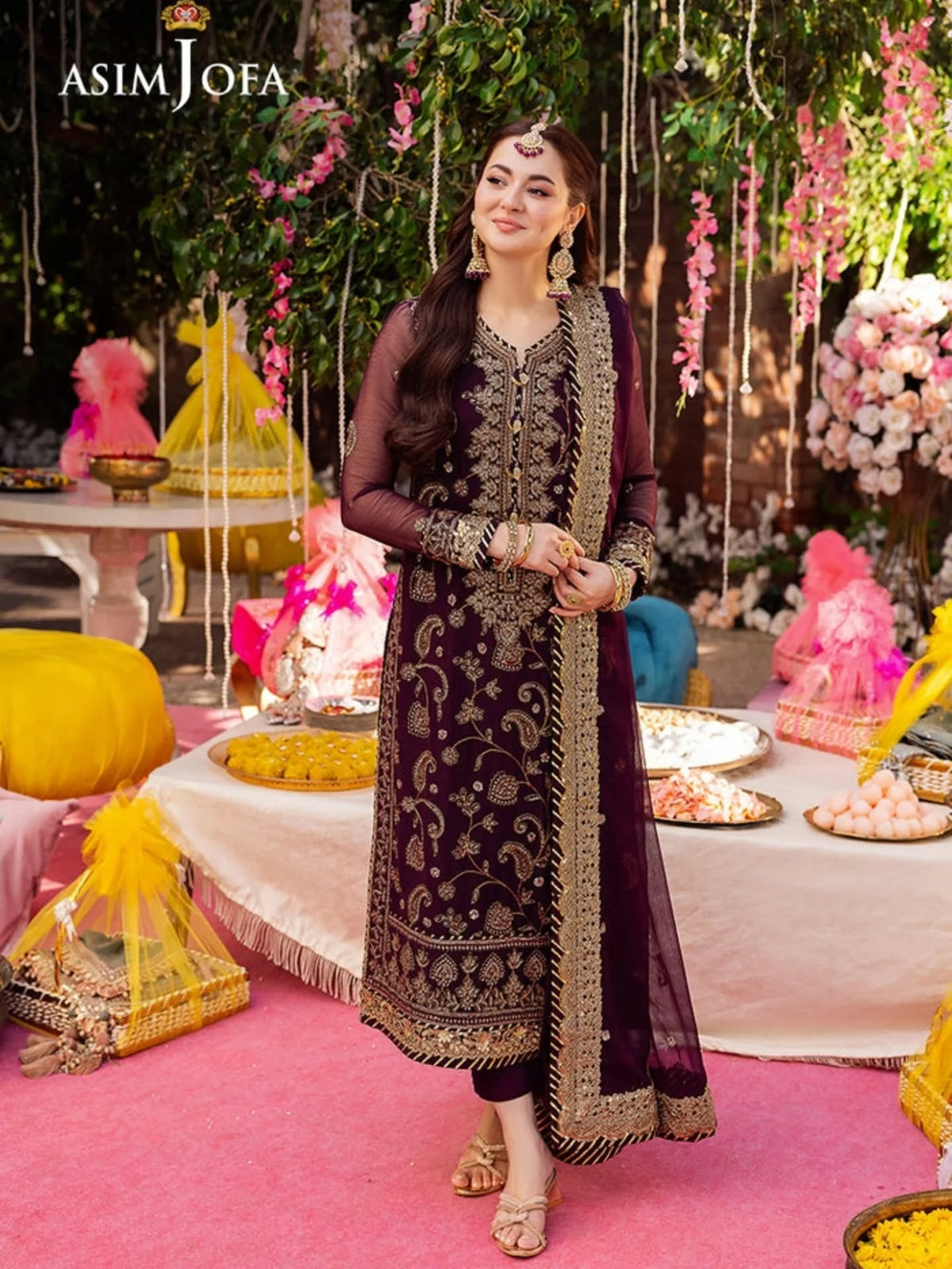 Asim Jofa Luxury Chiffon Embroidered 3 piece Unstitched