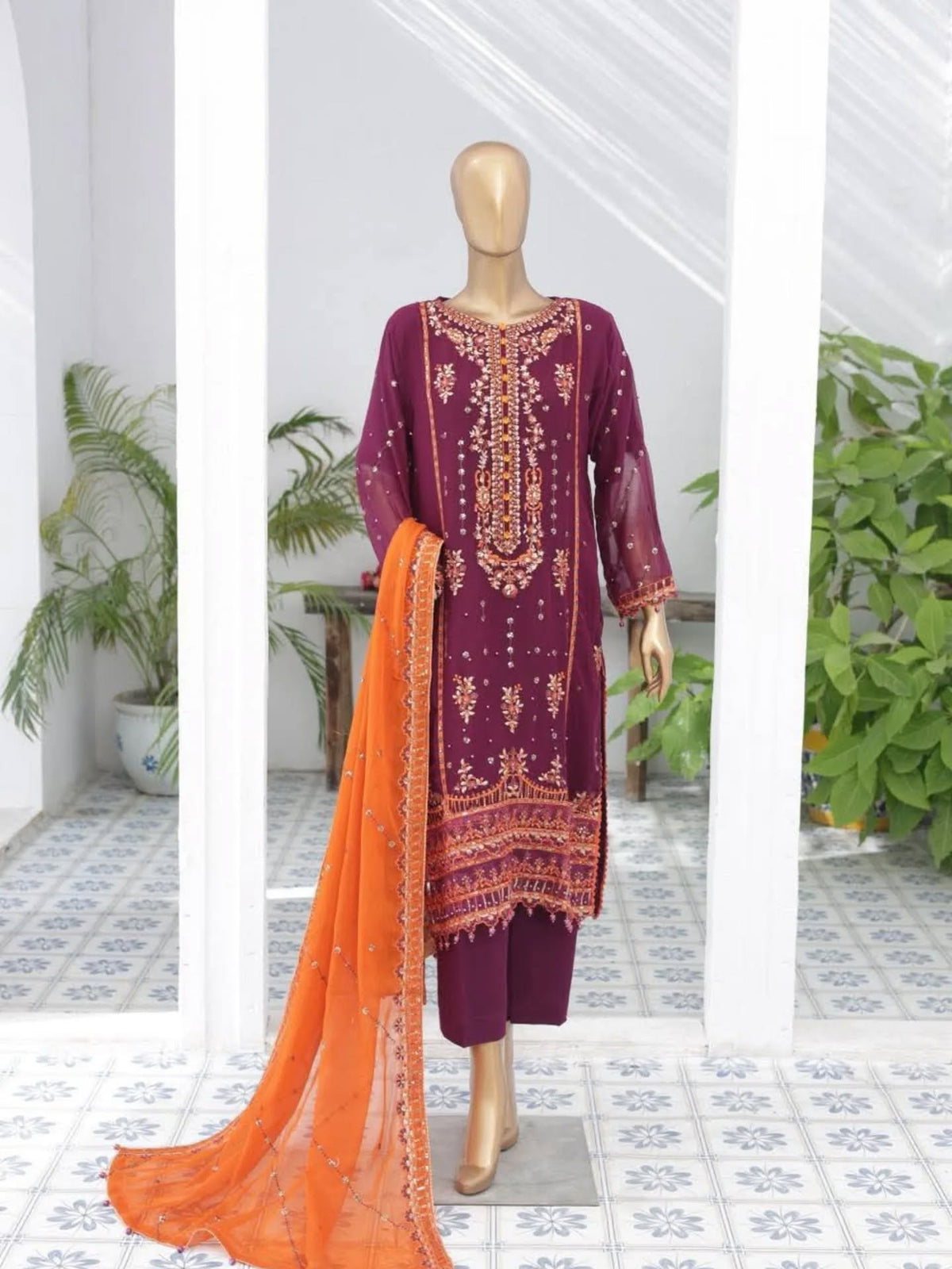 Rangrez Chiffon Luxury Embroidery 3piece Unstitched