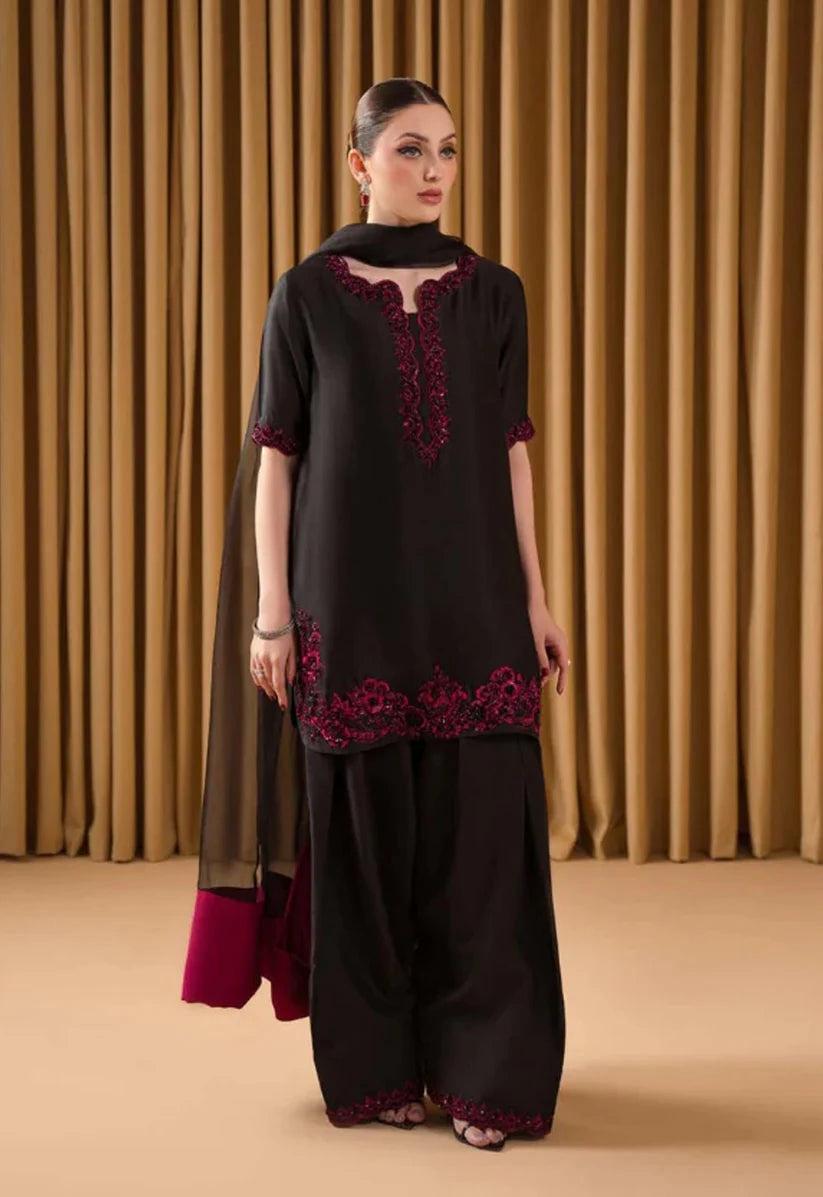 Lulusar Raw Silk Hand Embellished 3 Piece Unstiched