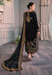 Asim Jofa Black Luxury Velvet Dress Embroidered 3 Piece Unstitched