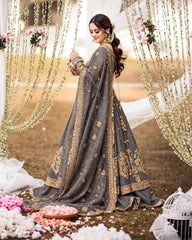 Maha Wajahat Purple Bridal Collection Net 3 Piece Unstitched / Stitched