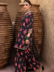 Charizma Black Multi Embroidered Luxury Silk 3 piece Unstitched / Stitched