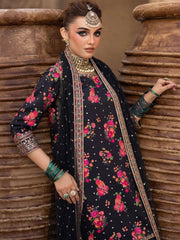 Charizma Black Multi Embroidered Luxury Silk 3 piece Unstitched / Stitched