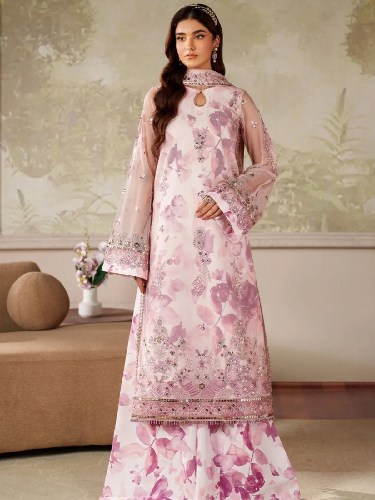 Zarif - Rahma Luxury Organza Embroidered 3piece Unstitched / Stitched