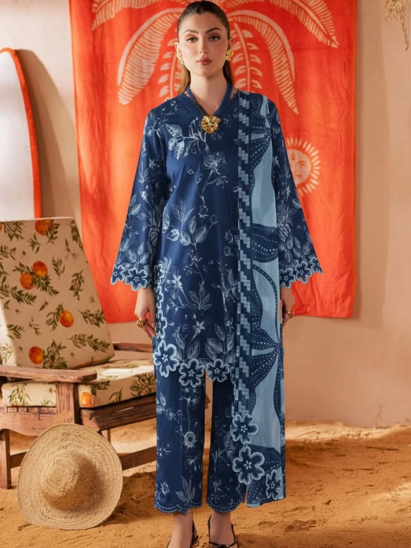 Baroque Luxury Embroidered Lawn 3 Piece Unstitched / Stitched