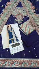 Farasha Blue Luxe Embroidered Chiffon 3 Piece Unstitched / Stitched
