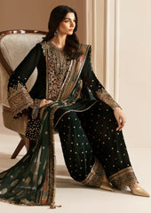 Jazmin Luxury Velvet Dress Embroidered 3 Piece Unstitched - Makhmal Royal Velvet Collection