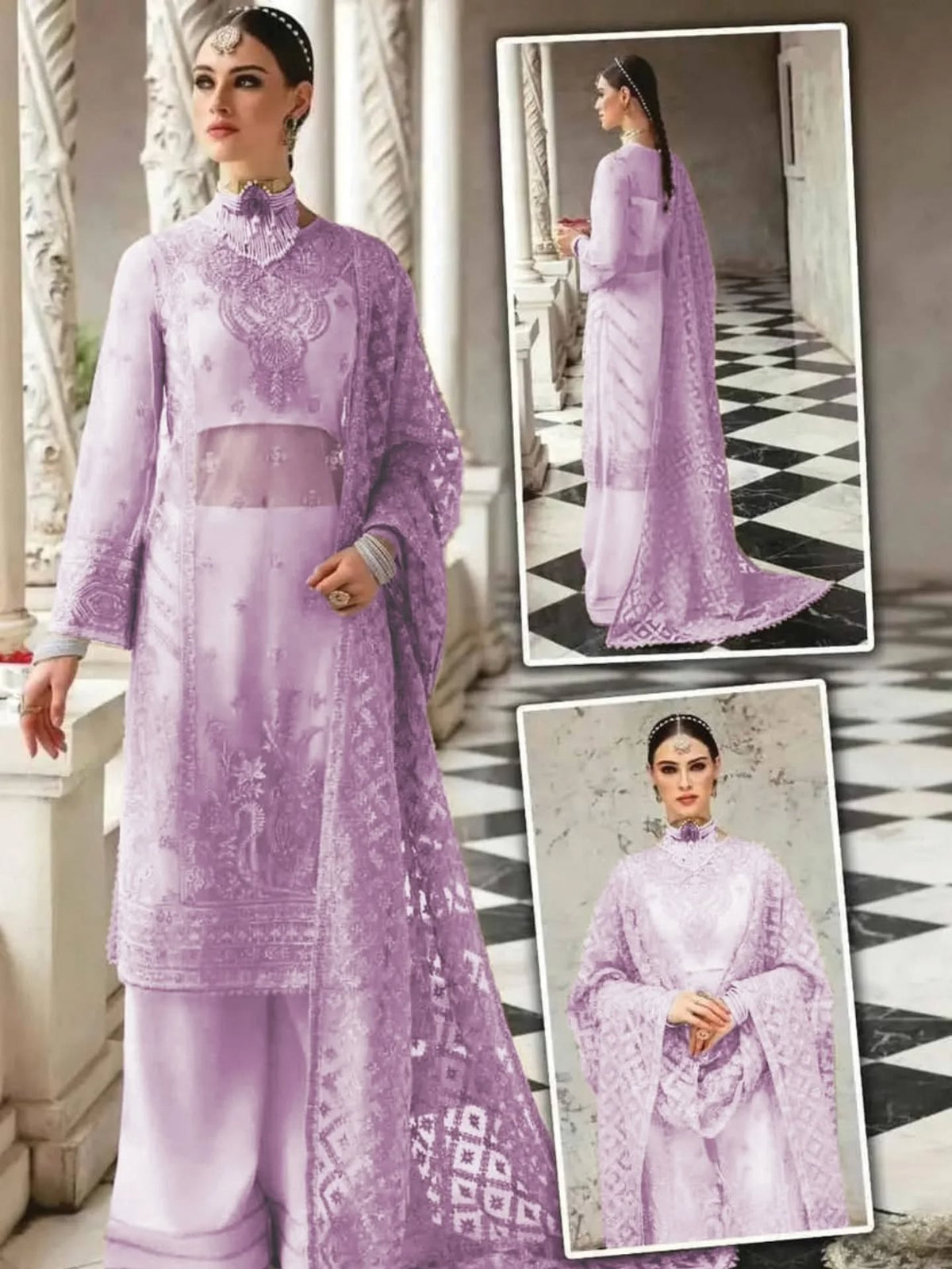 Afrozeh Formal Dress Net Collection 3 Piece Unstitched / Stitched