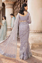 Maria B Luxury Net purple Embroidered Saree Unstitched