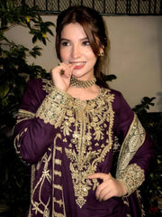 Dananeer Soft Raw Silk Formal Wear Dress Embroidered 3 Piece Unstitched/ Stitched