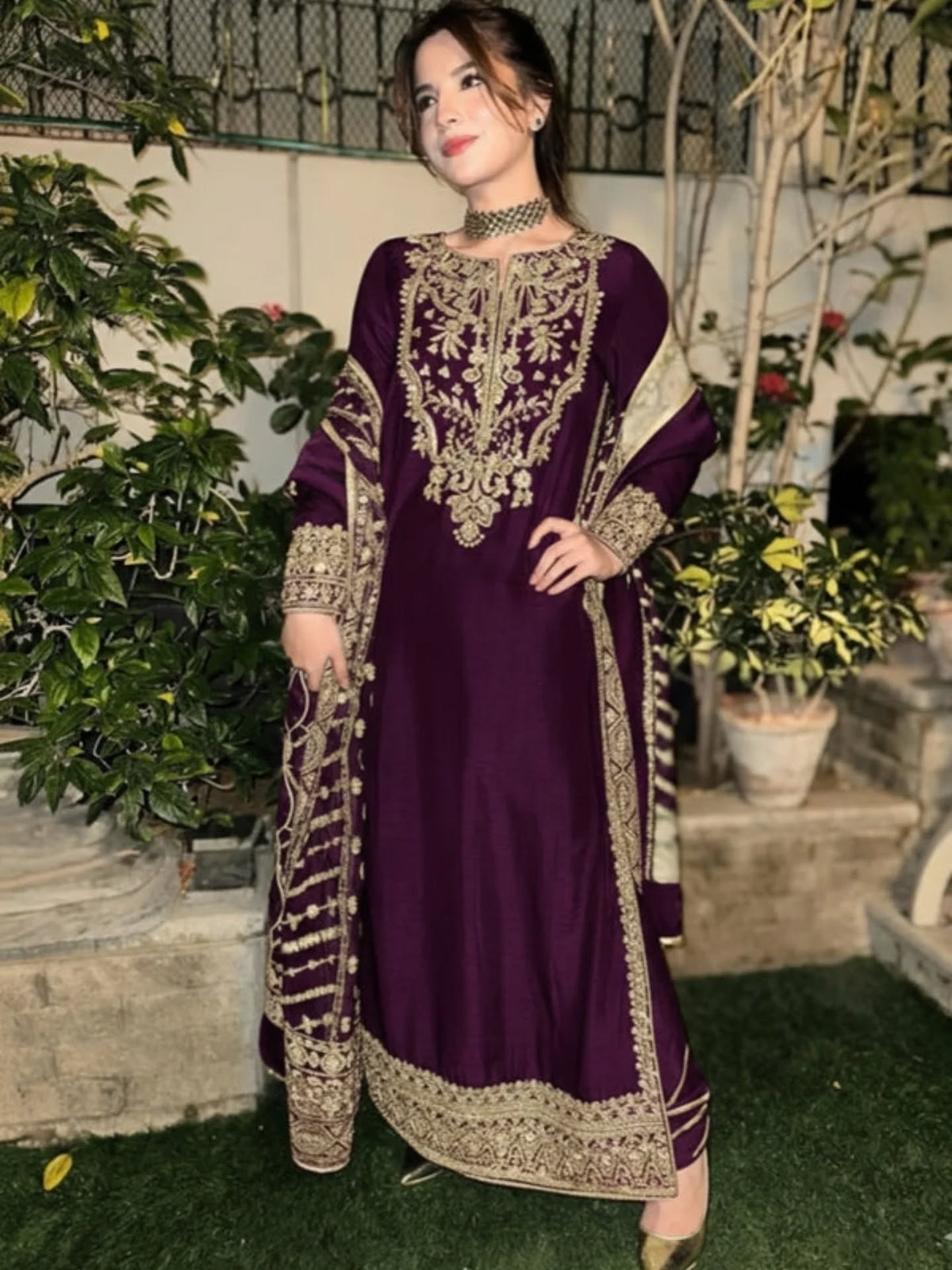 Dananeer Soft Raw Silk Formal Wear Dress Embroidered 3 Piece Unstitched/ Stitched