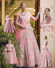 Crimson Pink Bridal Net Maxi 3 Piece Unstitched