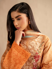 Asifa Nabeel Mustard Luxury Lawn Embroidered 3 Piece Unstitched / Stitched