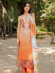Asifa Nabeel Mustard Luxury Lawn Embroidered 3 Piece Unstitched / Stitched