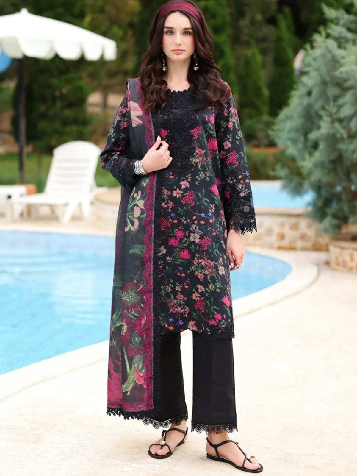 Rang Rasiya Lawn Luxury Embroidered Dress 3 Piece Unstitched / Stitched