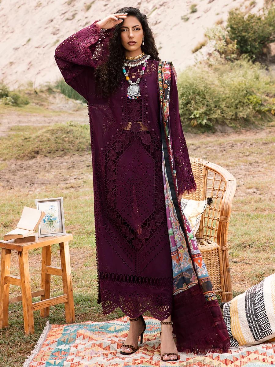 Bin Ilyas Ahmozi Luxury Embroidered Lawn Chikankari Hand Work Collection 3 Piece Unstitched / Stitched
