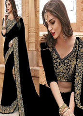 Indian Luxury Chiffon Saree Embroidered Unstitched