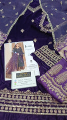 Baroque Luxury 9000 Micro Velvet Dress Embroidered 3 Piece Unstitched