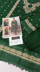 Laam Green Luxury Embroidered Chiffon 3 Piece Unstitched