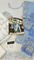 Hussain Rehar Row Silk Dress Embroidered 3 Piece Unstitched / Stitched