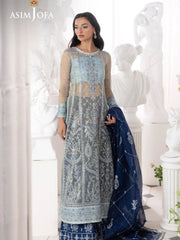 Asim Jofa Embroidered Luxury Net 3 Piece Unstitched / Stitched