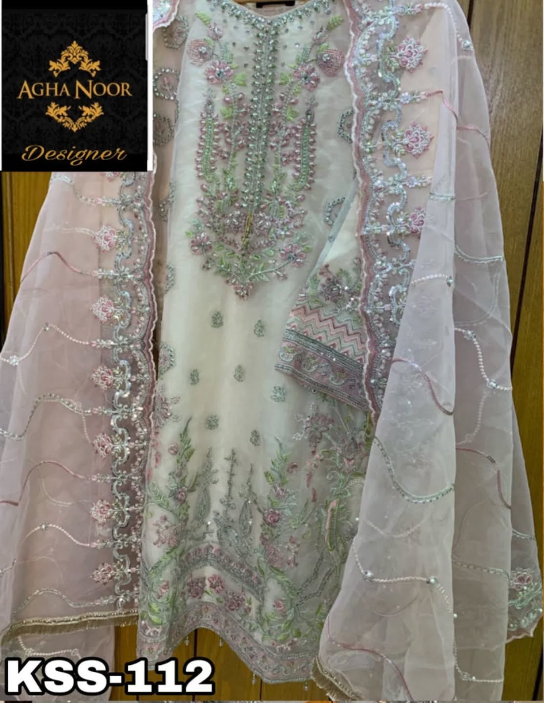 Agha Noor organza Embroidered Formal Collection 3 Piece Unstitched / Stitched