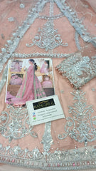 Maha Wajahat Baby Pink Bridal Collection Net 3 Piece Unstitched