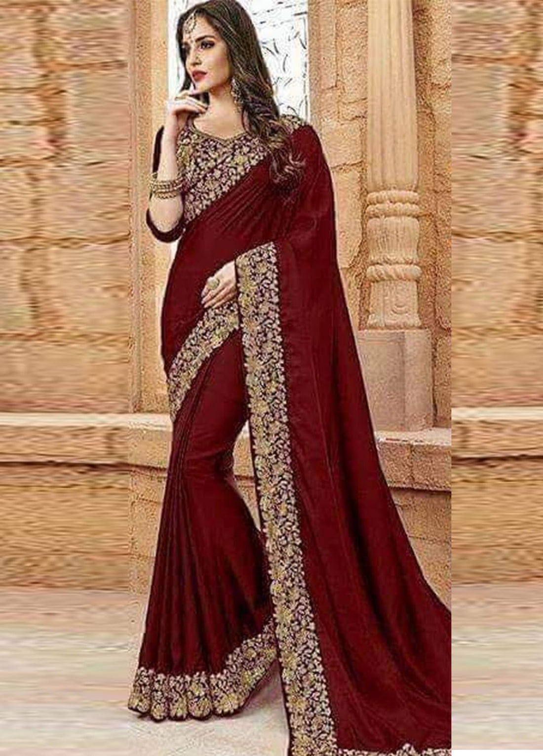Indian Luxury Chiffon Saree Embroidered Unstitched