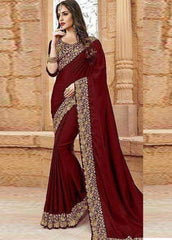 Indian Luxury Chiffon Saree Embroidered Unstitched