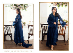 Azure Luxury Chiffon Embroidered 3 Piece Unstitched