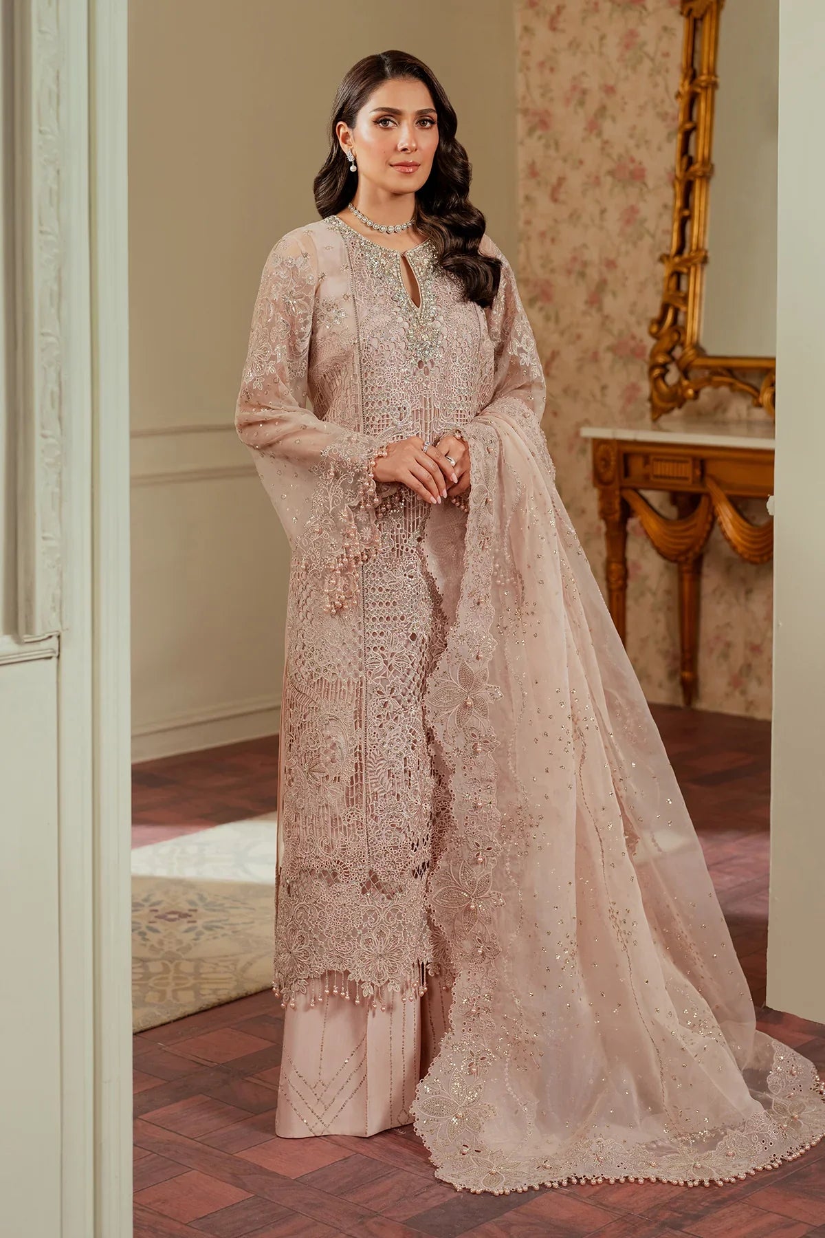 Baroque Luxury Organza Embroidered 3 Piece Unstitched / Stitched