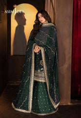 Asim Jofa Green Luxury Chiffon Embroidered 3 Piece Unstitched / Stitched