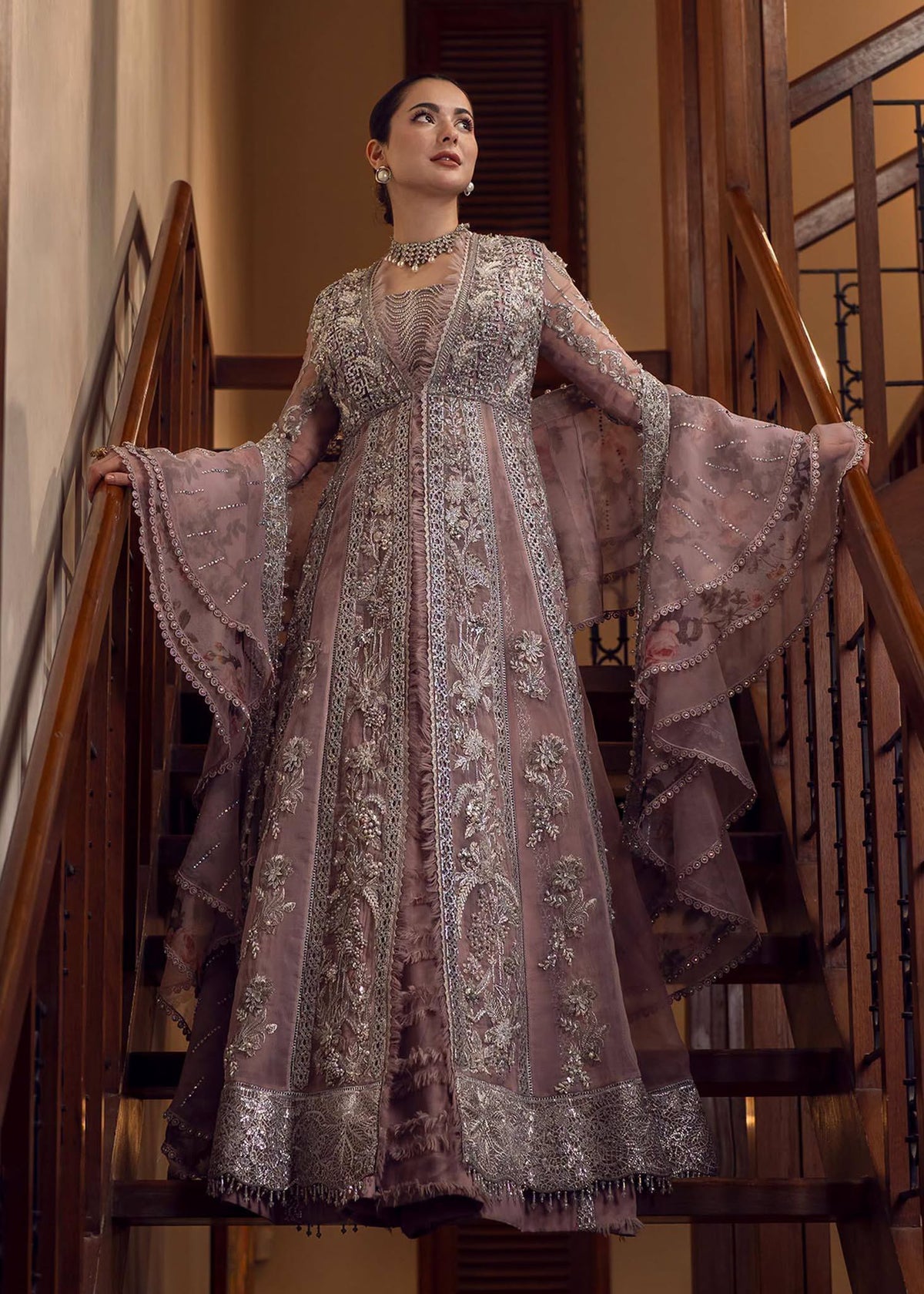 Crimsom Luxury Organza Maxi Bridal Embroidered 3 Piece Unstitched / Stitched