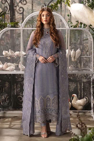 Afrozeh Embroidered Organza Wedding Collection 3 Piece Unstitched / Stitched