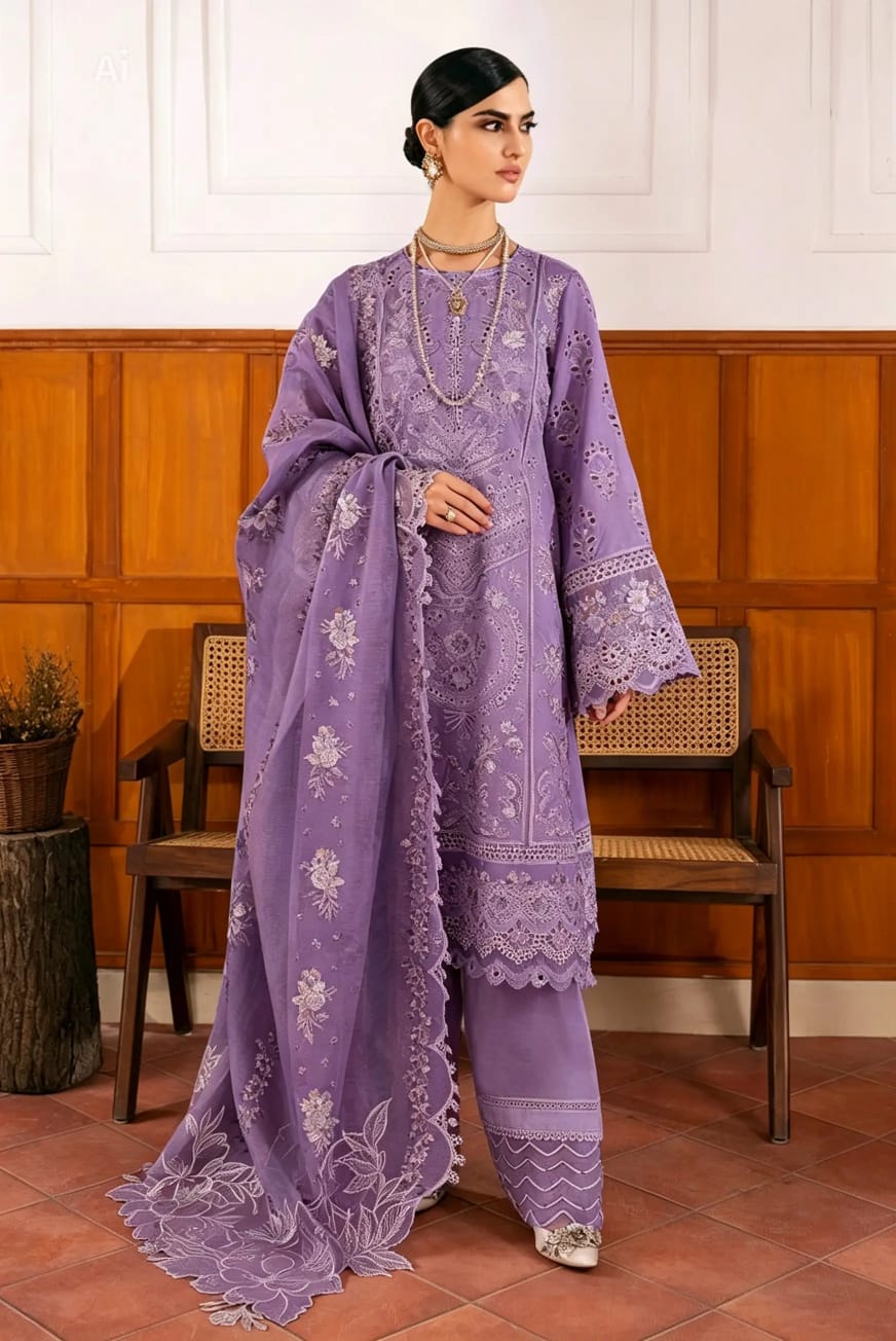 Baroque Luxury Lawn Collection Embroidered 3 Piece Unstitched / Stitched