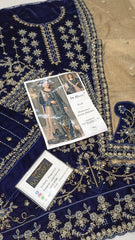 Dr.Haris Luxury Velvet Dress Embroidered 3 Piece Unstitched / Stitched