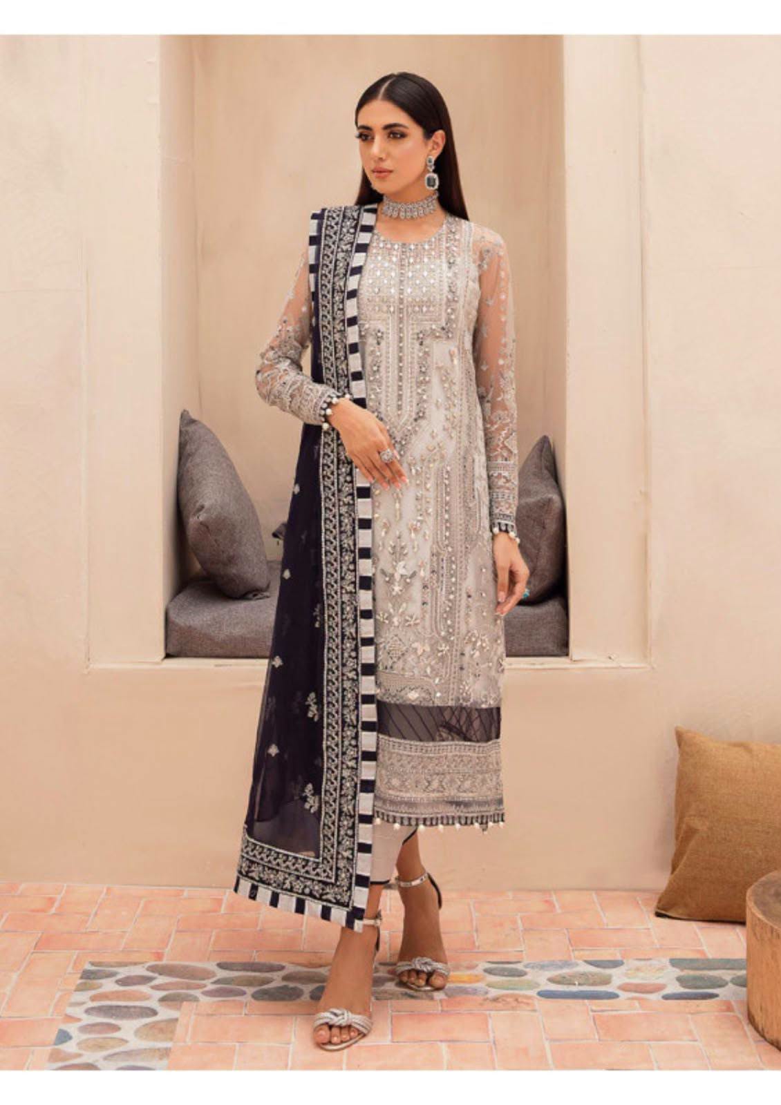 Gulaal Embroidered Wedding Collection Net 3 Piece Unstitched / Stitched