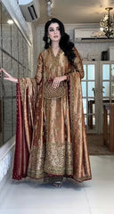 Haris Shakeel Rose Gold Embroidered Mysoori Collection 3 Piece Unstitched / Stitched
