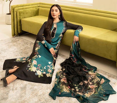 Lulusar Sea Green Luxury Silk Dress Embroidered 3 Piece Unstitched